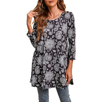 Leonie | Damen Tunika mit buntem Mandala-Druck und 3/4-Ärmeln in A14