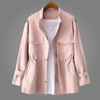 Damen-Utility-Feldjacke mit Kordelzug in der Taille in Rosa