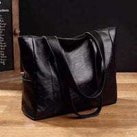 Elisabeth | Damen Vintage Leder Tote Bag Große Kapazität Klassische Schultertasche in Schwarz