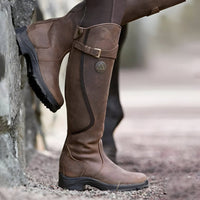 Johanna | Damen Wasserdichte Kniehohe Lederstiefel mit Schnalle EU 35-43 in Dunkelbraun