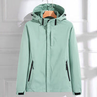 Hannah | Damen Wasserdichte Regenjacke mit Abnehmbarer Kapuze Verstellbarer Passform in Mintgrün