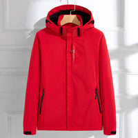 Hannah | Damen Wasserdichte Regenjacke mit Abnehmbarer Kapuze Verstellbarer Passform in Rot