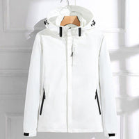 Hannah | Damen Wasserdichte Regenjacke mit Abnehmbarer Kapuze Verstellbarer Passform in Weiß