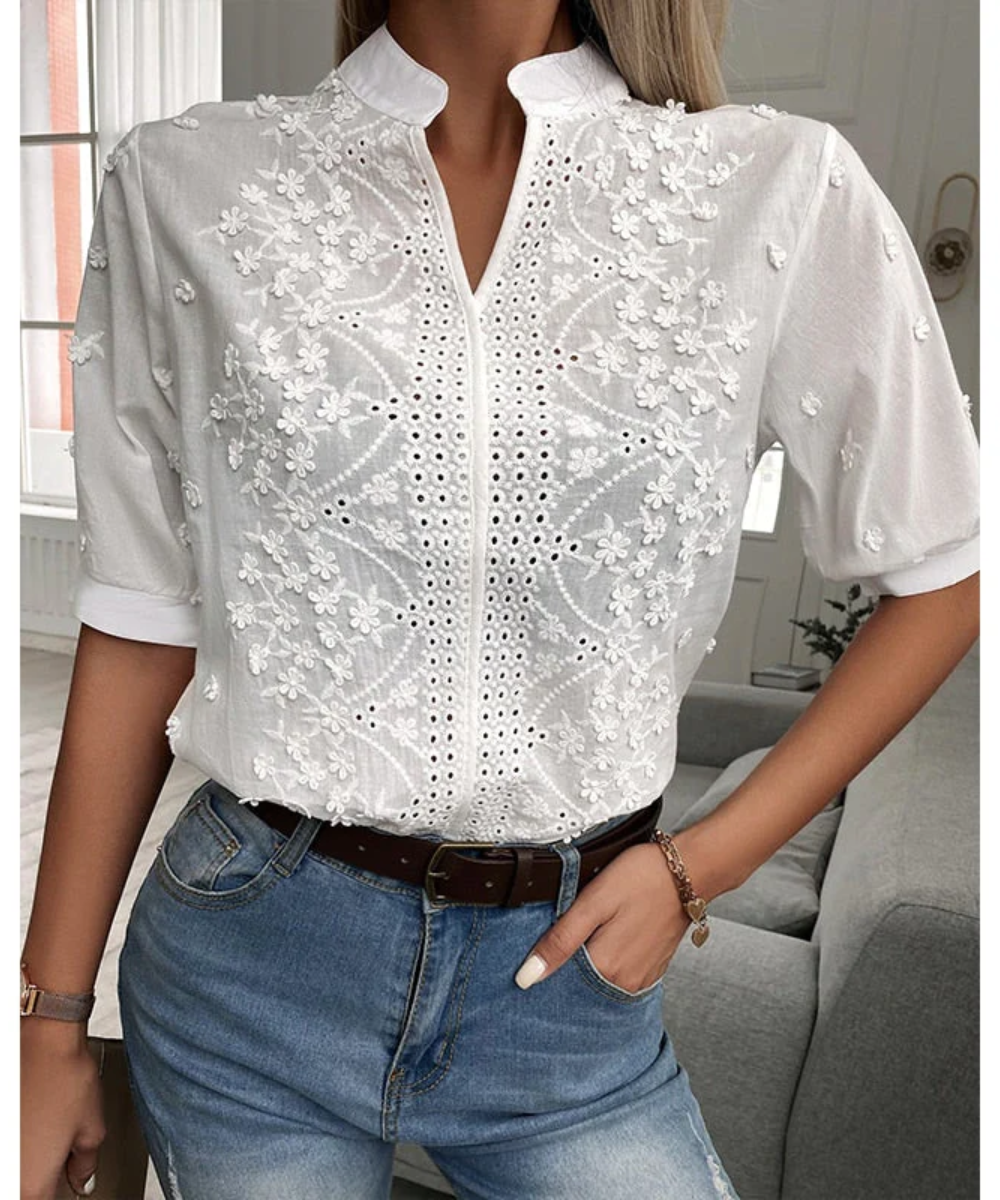 Brousseau® | Weiße Kurzarm-Blusenoberteile für Damen