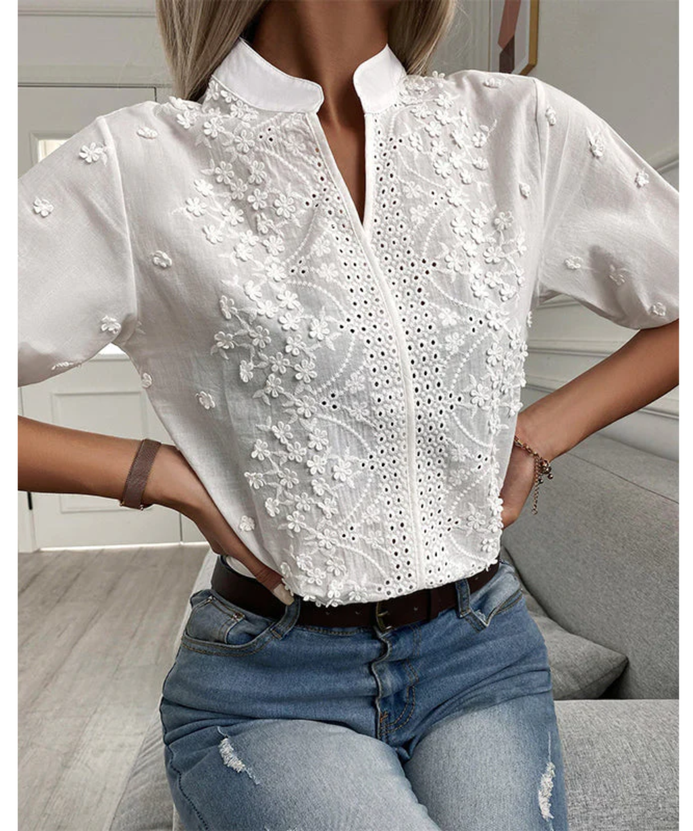 Brousseau® | Weiße Kurzarm-Blusenoberteile für Damen