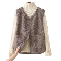 Damen Weste mit Knopfleiste und Aufgesetzten Taschen in Khaki