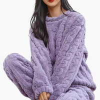 Damen Zweiteiliges Pyjama-Set mit Struktur in Lila