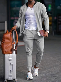 Damien | Herren Trainingsanzug Set Reißverschluss Jacke in Grau