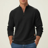 Daniel | Herren Strickpullover mit Quarter-Zip in Schwarz