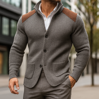 David | Herren Gestrickter Knopfleiste Strickblazer in Grau