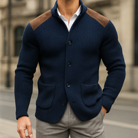 David | Herren Gestrickter Knopfleiste Strickblazer in Marineblau
