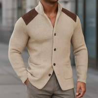 David | Herren Gestrickter Knopfleiste Strickblazer in Beige
