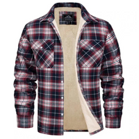 Ethan | Herren Karo Jacke mit Knöpfen und Taschen in Rot