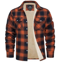 Ethan | Herren Karo Jacke mit Knöpfen und Taschen in Orange