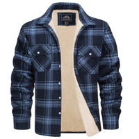 Ethan | Herren Karo Jacke mit Knöpfen und Taschen in Marineblau