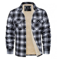 Ethan | Herren Karo Jacke mit Knöpfen und Taschen in Schwarz