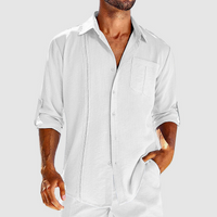 Raivo | Herren Langarm Leinen Overshirt in Weiß