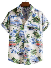 Tropisches 3D-Blumen-Hawaii-Hemd – Stil und Komfort in einem in Weiß Grün