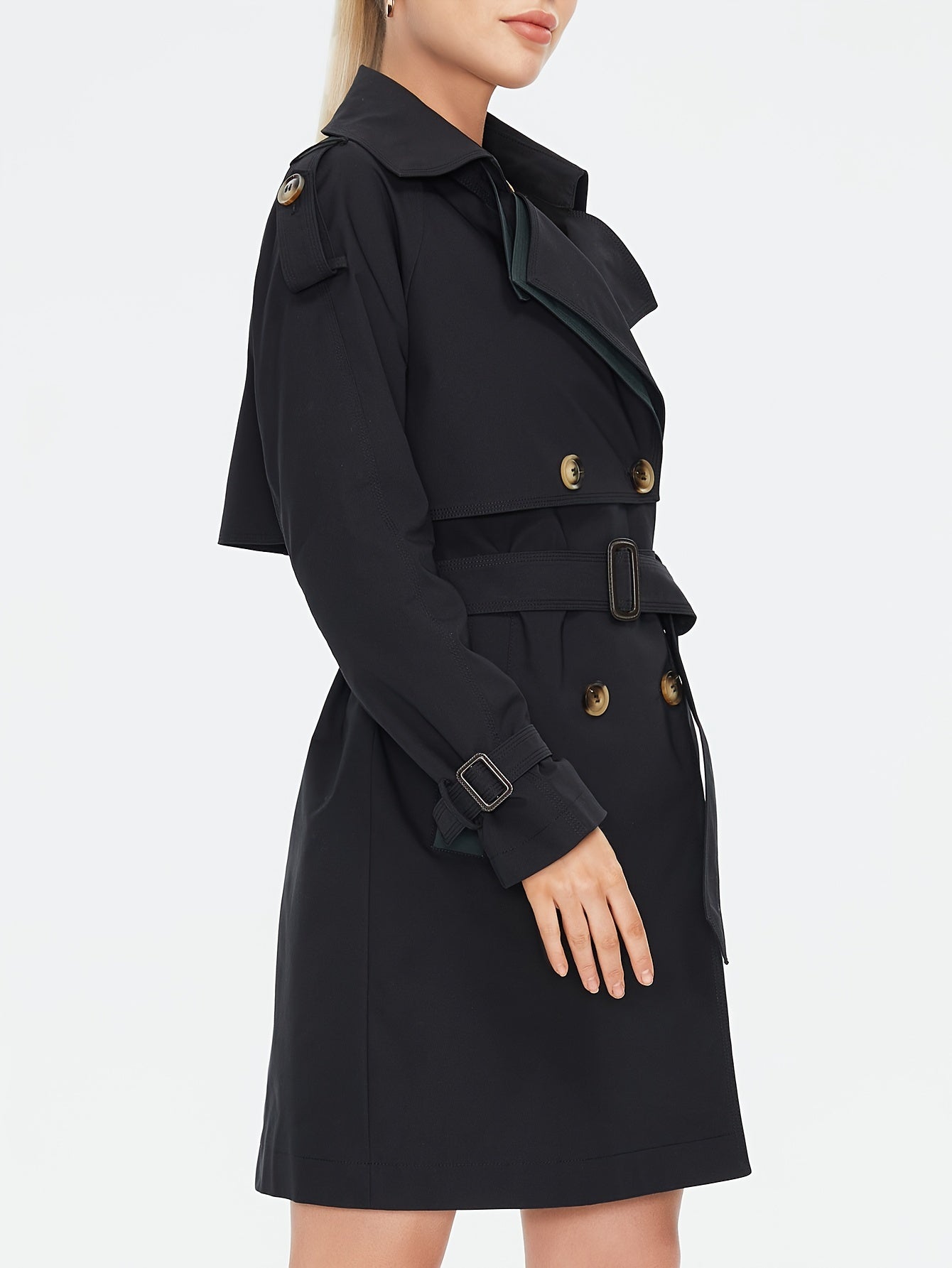 Gracey | Doppelreihiger Damen-Trenchcoat mit verstellbarem Gürtel und Epauletten