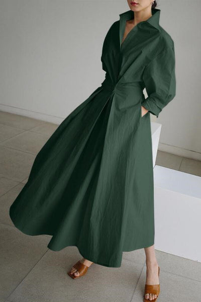 Hannelore - Elegantes Damenkleid aus Baumwolle mit Peter-Pan-Kragen und Taschen