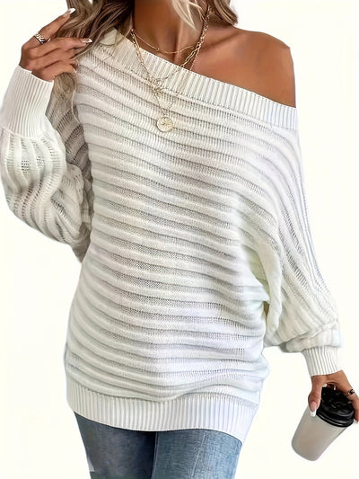 Lässiger Schulterfreier Strickpullover mit Bequemem Design für Damen | Ideal für den Winter