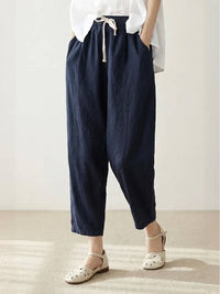 Dorina | Damen Kordelzug Hose Bequeme Passform in Marineblau