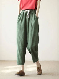 Dorina | Damen Kordelzug Hose Bequeme Passform in Grün