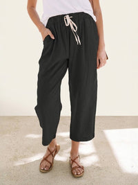 Dorina | Damen Kordelzug Hose Bequeme Passform in Schwarz