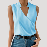 Dorothea | Damen Wickel Ärmellose Bluse in Hellblau