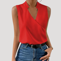 Dorothea | Damen Wickel Ärmellose Bluse in Rot