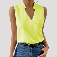 Dorothea | Damen Wickel Ärmellose Bluse in Gelb