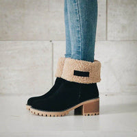 Isa | Elegante und Warme Leder-Schneestiefel in Schwarz