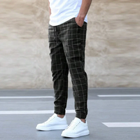 Karlo | Herren Karo-Jogger Slim Fit Freizeithose Sommer in Schwarz
