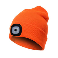 Warme LED-Beanie-Mütze mit Licht in Orange