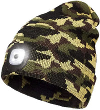 Warme LED-Beanie-Mütze mit Licht in Olivgrün