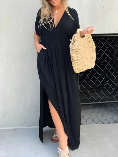 Liefe | Maxikleid mit geteiltem V-Ausschnitt und Schlitz