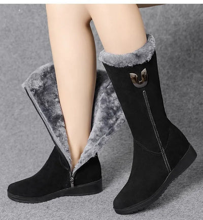 Warme Knöchel Winterstiefel mit Wolle und Flacher Sohle für Damen | Ideal für das tägliche Tragen