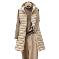 Aya - Die kuschelige und modische wattierte Jacke mit Kapuze in Beige