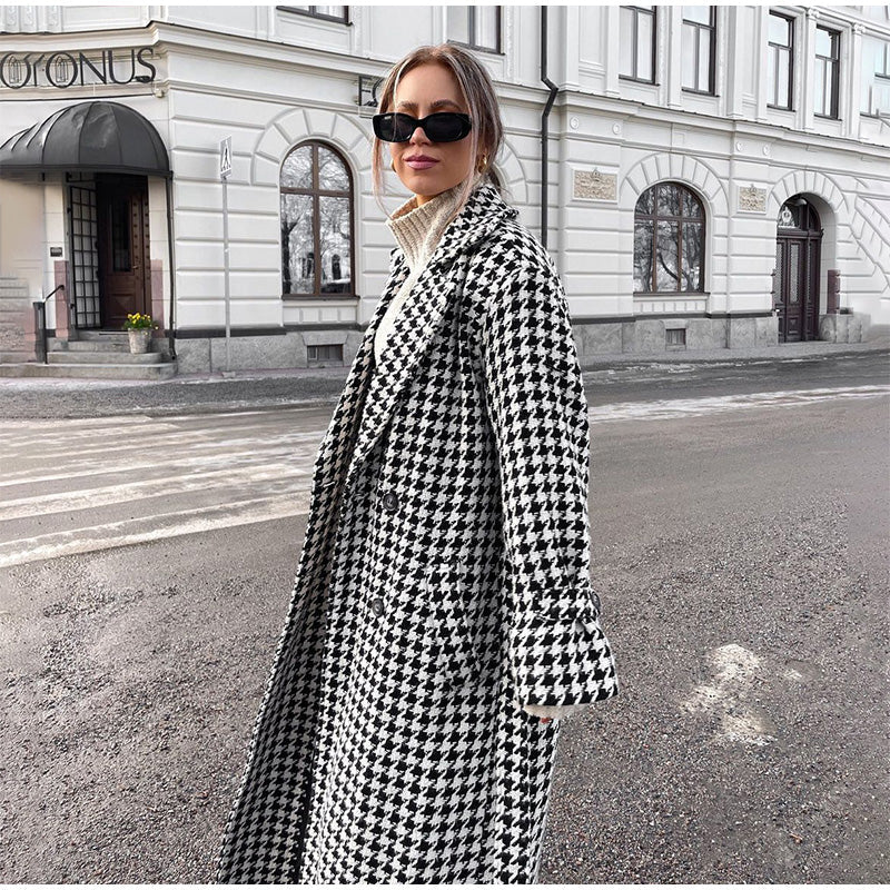 Damen Trenchcoat im Glencheck-Muster