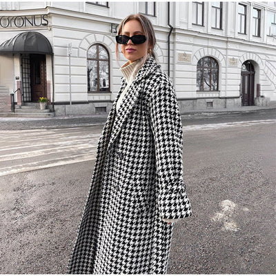 Damen Trenchcoat im Glencheck-Muster