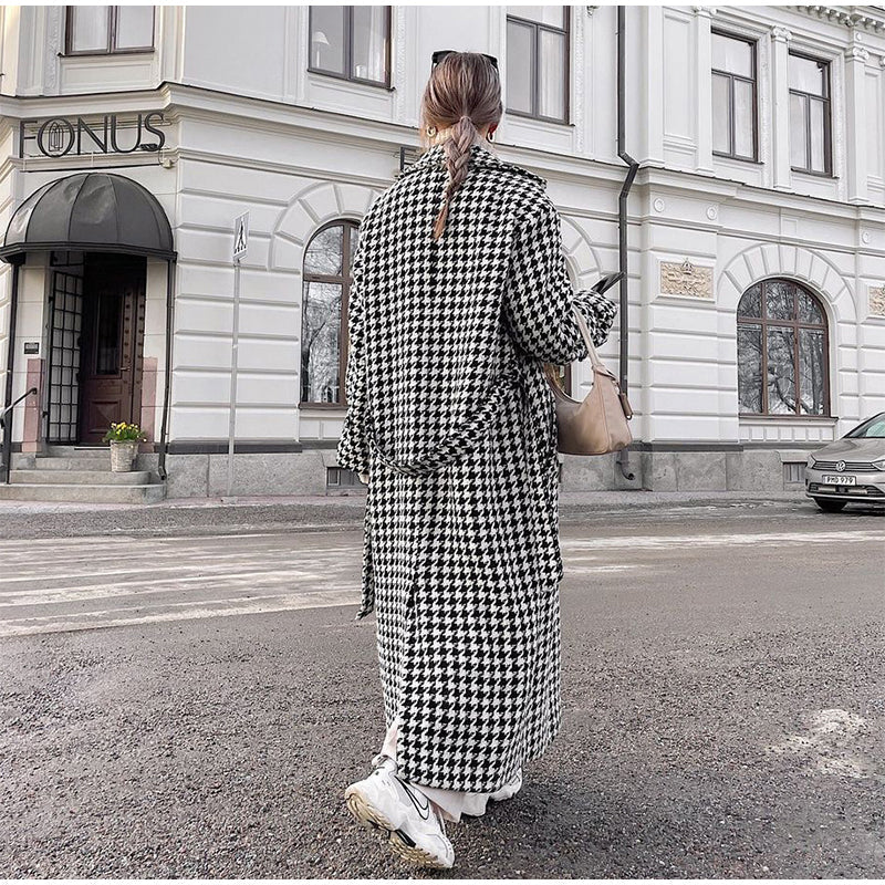 Damen Trenchcoat im Glencheck-Muster