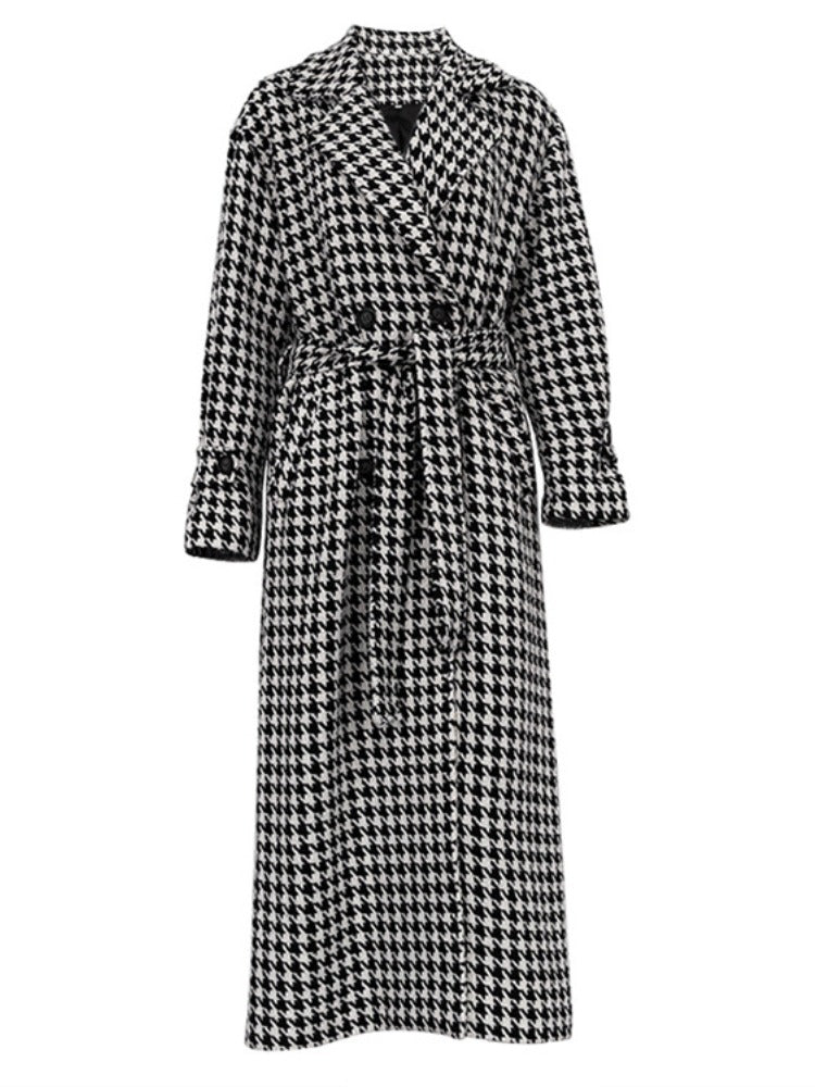 Damen Trenchcoat im Glencheck-Muster