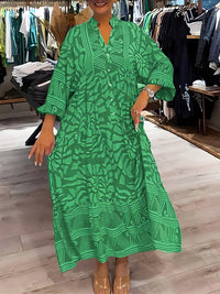 Selvianne | Damen Druckkleid Künstlerisch Ausdrucksstark Modern Statement in Grün