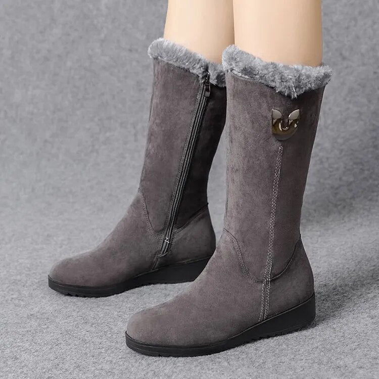 Warme Knöchel Winterstiefel mit Wolle und Flacher Sohle für Damen | Ideal für das tägliche Tragen