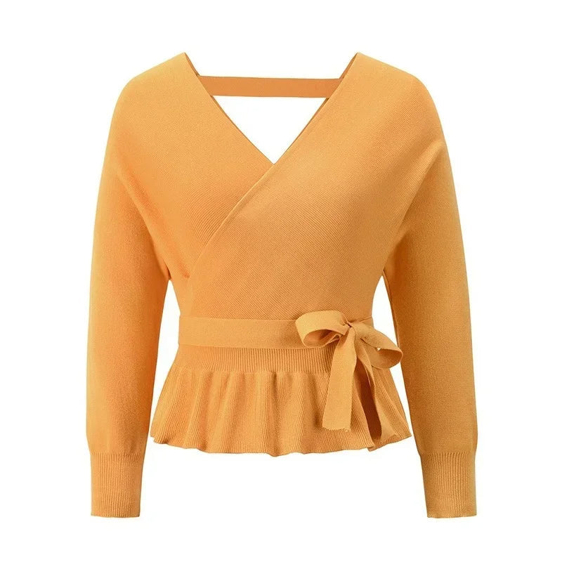 Cineca | Eleganter Wickelpullover mit Bindegürtel