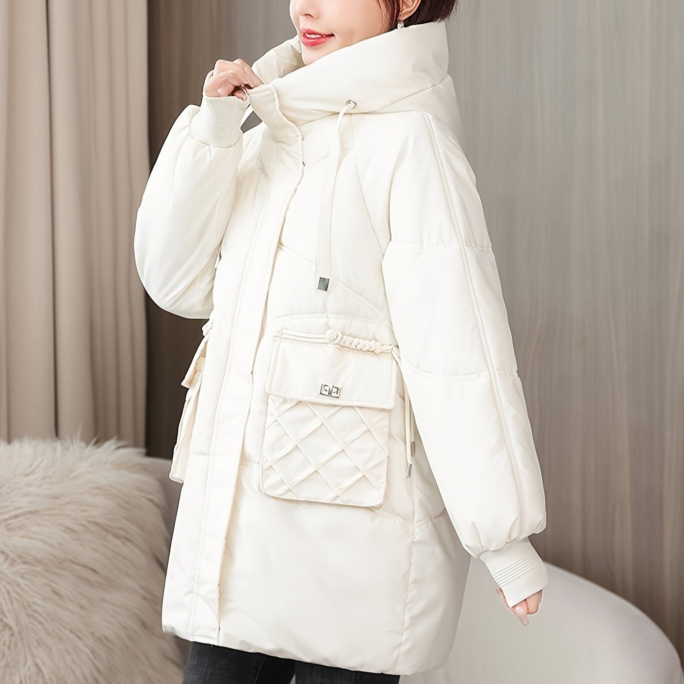 Casual Reissverschluss Hoodie Puffy Wintermantel für Damen | Ideal für den Winter