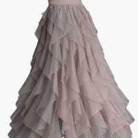Damenrock Elegante Mehrlagige Volant Romantisches Festkleid in Khaki