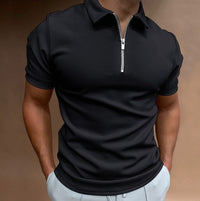 Evan | Zip-Poloshirt mit moderner Linie in Schwarz
