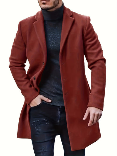 Casual langer Wintermantel mit einreihigem Design für Herren | Ideal für den Winter