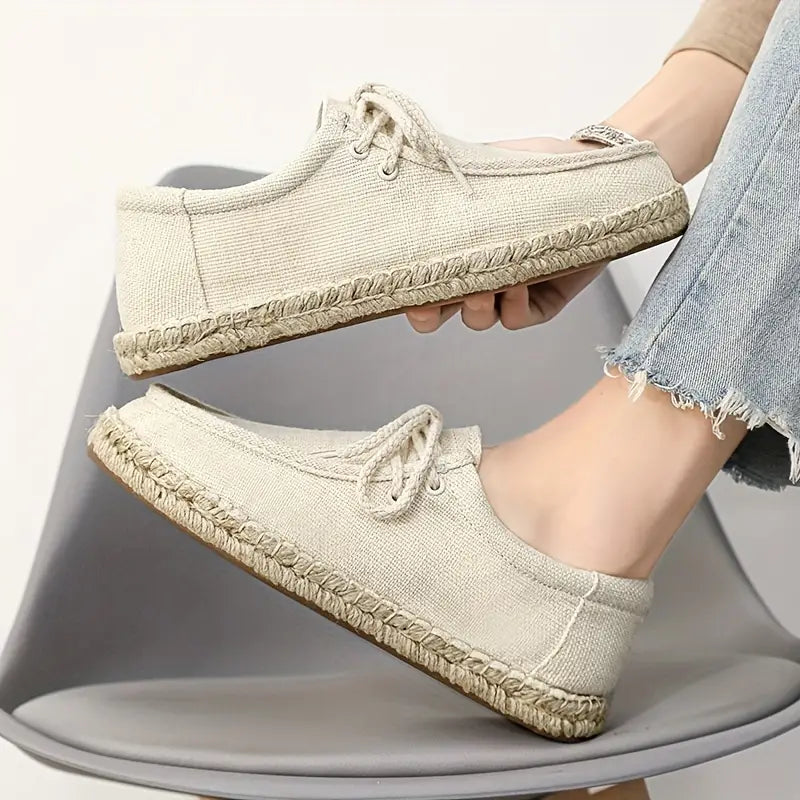 Loro | Lässige Espadrilles aus Segeltuch, Schnürschuhe